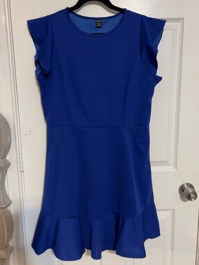 SHEIN Royal Blue Ruffle Hem A-Line Dress